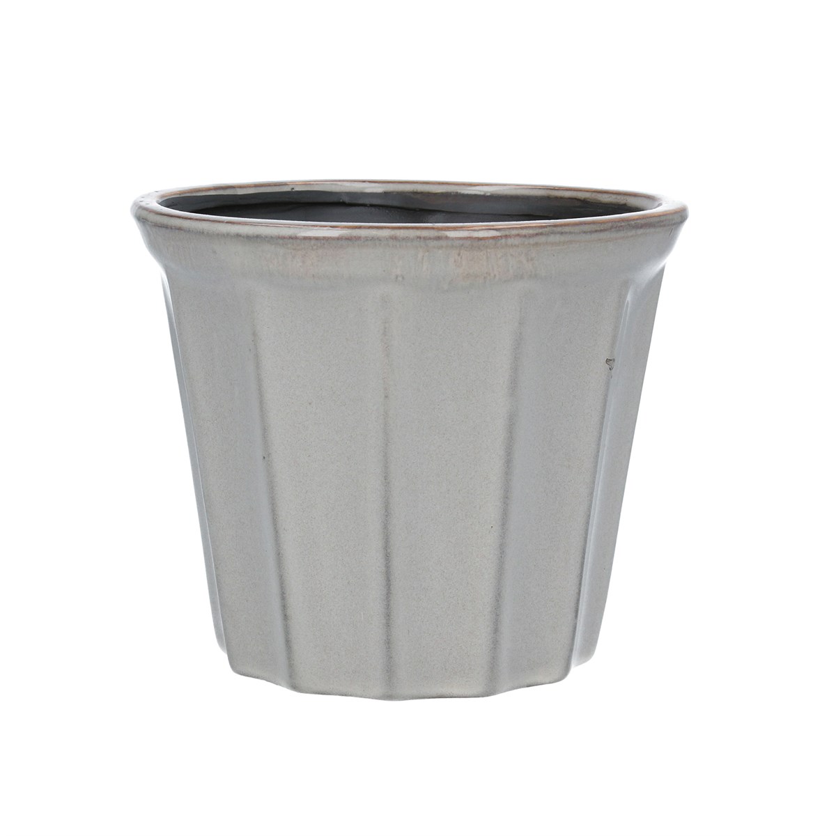 Taupe Ribbed Ceramic Pot Cover by Gisela Graham  